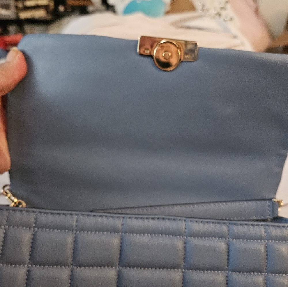 Michael KorsTribeca Large Convertible Chain Shoulder Bag French blue New - Picture 10 of 11